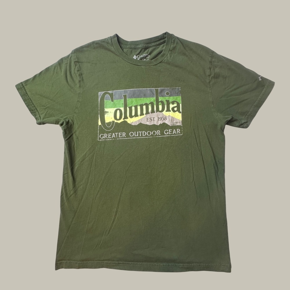 Columbia T-Shirt Mens M Green Greater Outdoor Gear Graphic Tee Short Sleeve